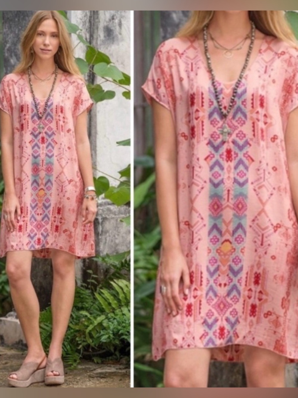 Sundance Luminist Southwest Mini Silk Dress M Short Sleeve Flowy Breathable Chic